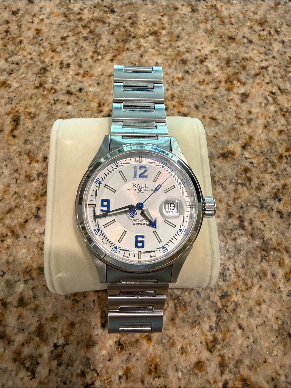 Ball Fireman Racer - White Dial Blue Numbers